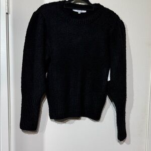 Joe's Jeans Classic Black Crew Neck Sweater With Puff Sleeves Size Medium